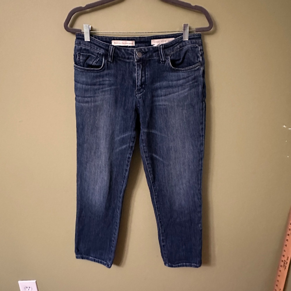 Pilcro and the Letterpress Hyphen Jeans 28 Petite Dark Wash Straight Leg Denim